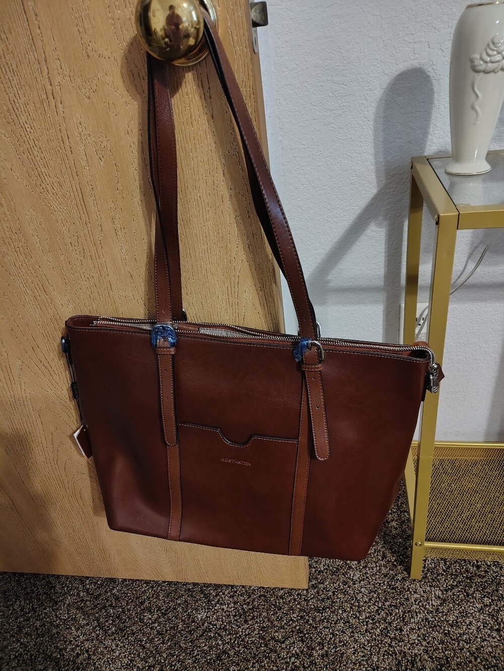 Bostanten Leather Laptop Tote Bag - Professional Carryall